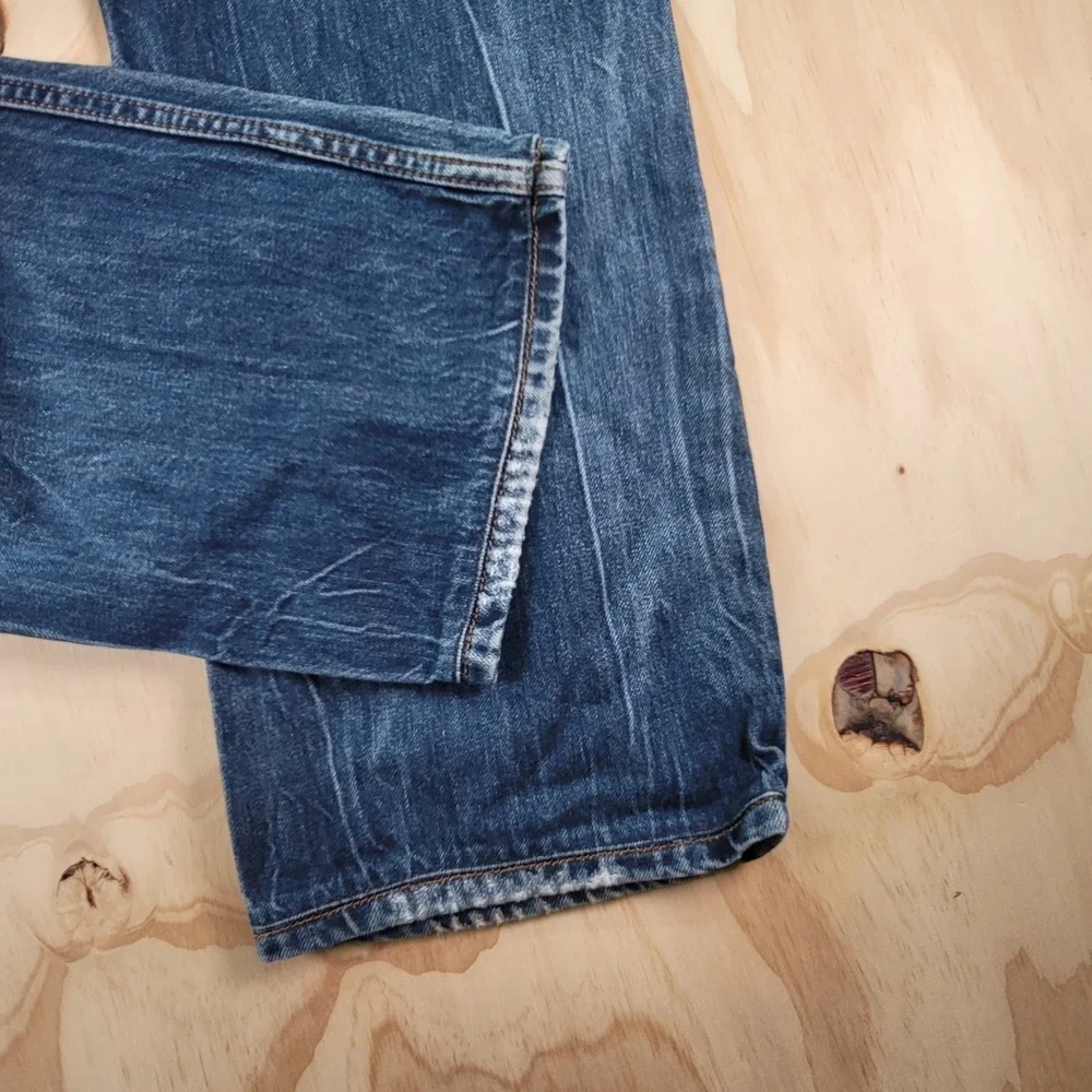 Diesel Viker Jeans Mens 35x34 Blue Distressed Straight Leg Button Fly